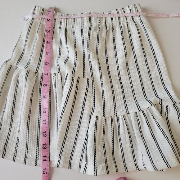 Zara 2 Piece Set Sleeveless Top And Skirt Black Embossed Stripes White Sz 10 New - Picture 8 of 9